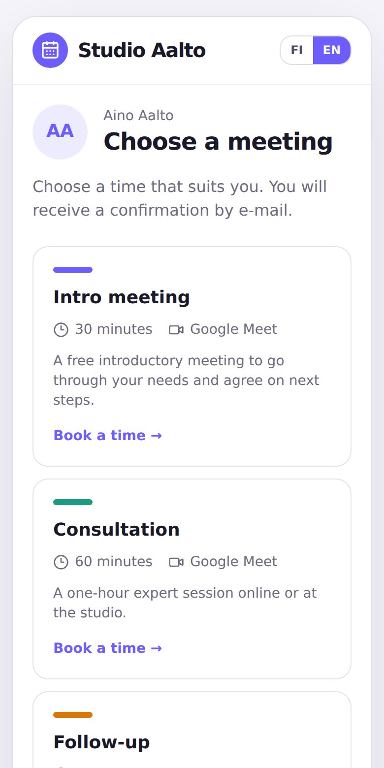 Calendo booking page on a phone