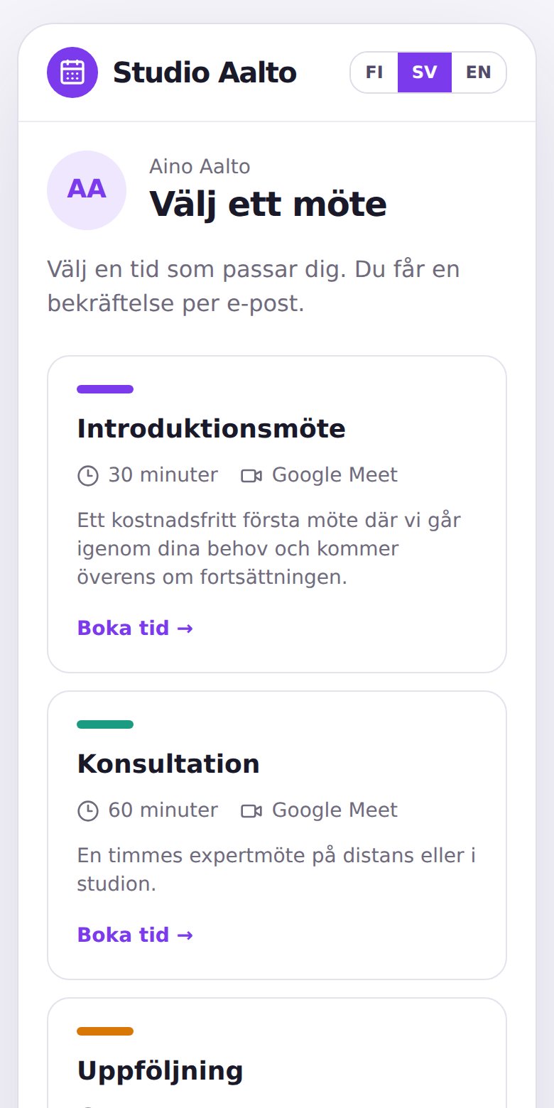 Calendos bokningssida i mobilen